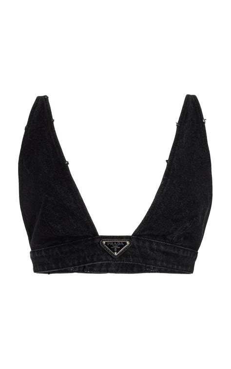 black prada bra|Prada denim bra.